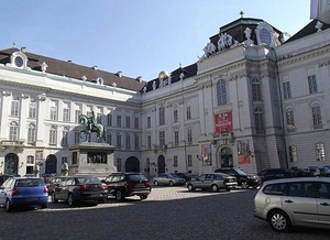Entrance to the Prunksaal (Grand Hall) of the Austrian National Library in Vienna.