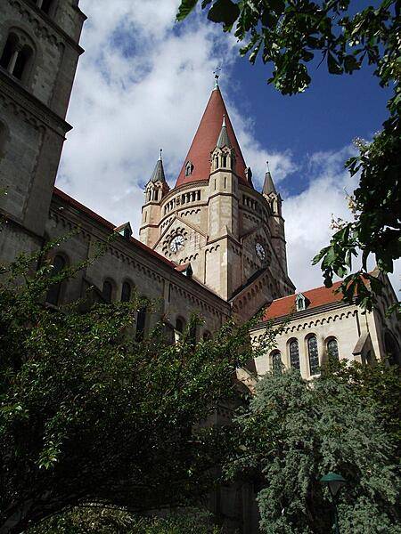 The Church of St. Francis of Assisi in Vienna, also called the Jubilee Church, was constructed to celebrate the Golden Jubilee of Emperor Franz Joseph (r. 1848-1916) in 1898.