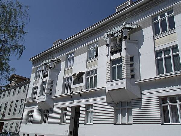 Art Nouveau (Jugendstil) decorated facade on a residence in the Heitzing district of western Vienna.