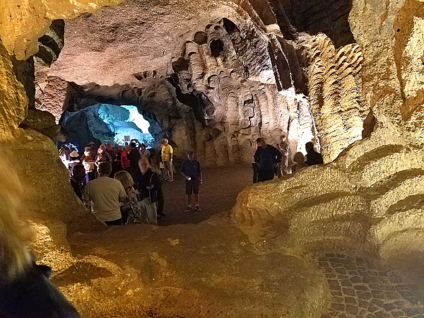 The interior of the Hercules Caves near Tangier.  The Atlantic Ocean waters flood the caves at high tide.