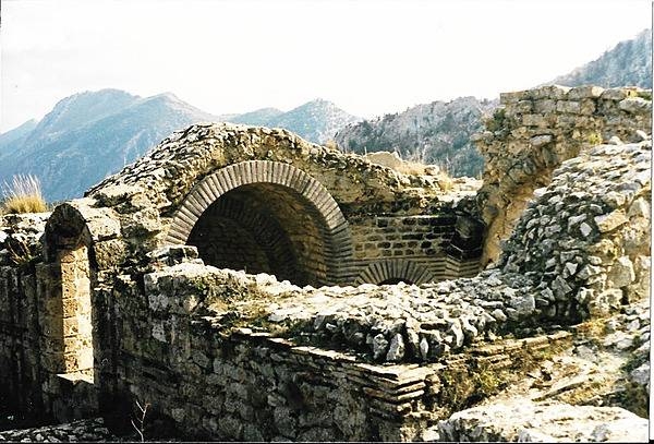 Some of the vaulting remains of the church at Saint Hilarion Castle in the Kyrenia Mountains of Northern Cyprus.
