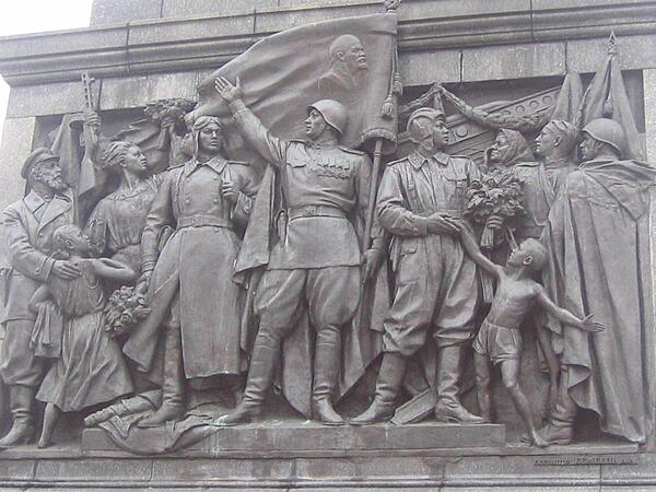 A panel on the World War II Monument in Minsk's Victory Square. An eternal flame burns at the base of the memorial that was constructed in 1954 to commemorate the country's war dead.