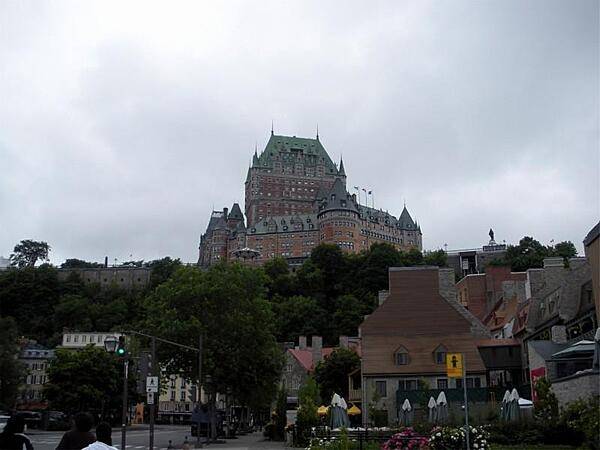 Chateau Frontenac towers over the houses of Quebec City.