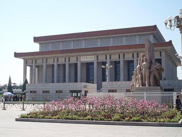 The Mao Zedong Mausoleum (or Chairman Mao Memorial Hall) was constructed in 1977 on Tiananmen Square in Beijing. Mao's body lies in a crystal casket for public viewing.