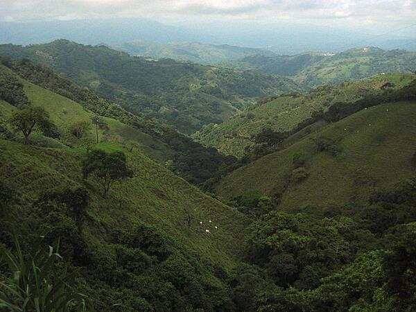 Mountainous countryside along the road to the capital of San Jose.