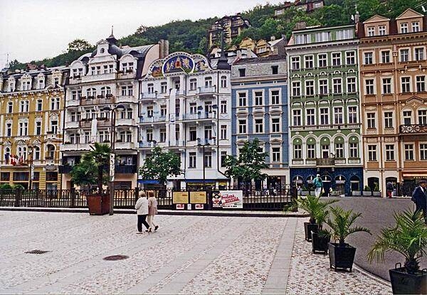 Square in the lovely spa town of Karlovy Vary, famed for its hot springs.