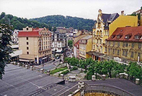 The spa town of Karlovy Vary is situated in the mountainous region of western Bohemia.