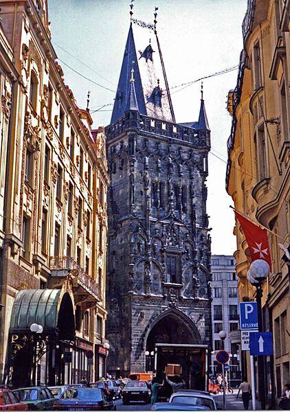 The Gothic Powder Tower in Prague, built in 1475, is at the site of an 11th century gate - one of the city's 13 original gates.