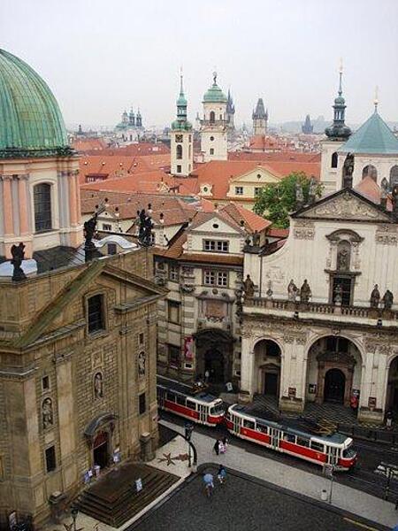 Some of the many spires that decorate old Prague.