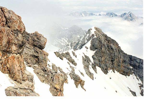 View from the top of Zugspitze looking towards Austria.
