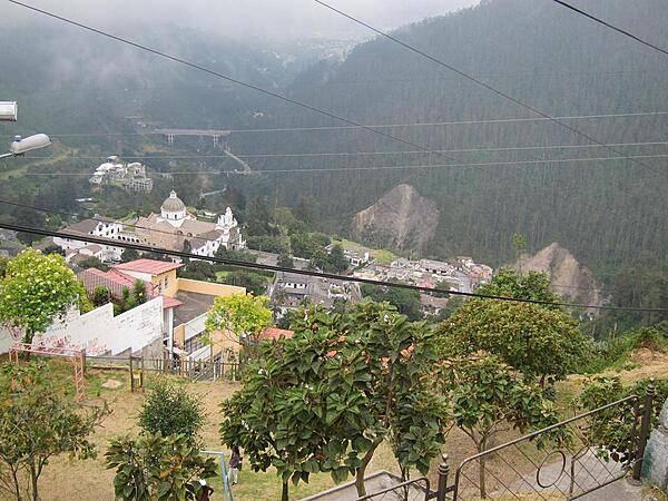 Overlooking the Church of La Merced (built 1736) in Quito's historic neighborhood. Constructed in a Moorish style, the structure incorporates a monastery as well as the oldest clock in Quito.