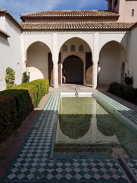 Courtyard garden of the Cuartos de Granada (The Granada Quarters) in the Inner Citadel of the Alcazaba of Malaga.