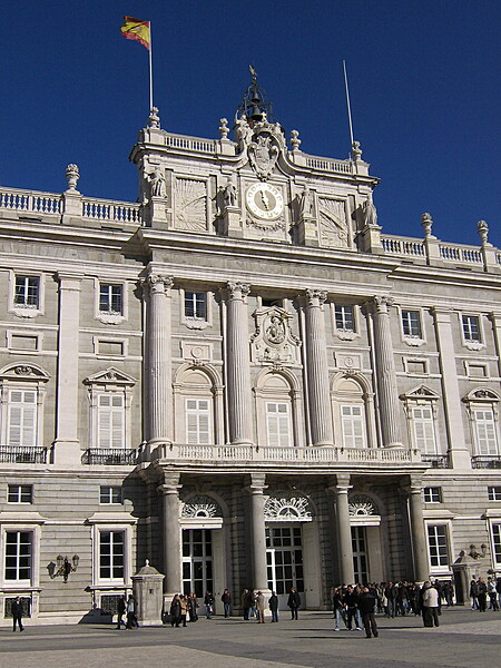 The south facade of the Royal Palace in Madrid.