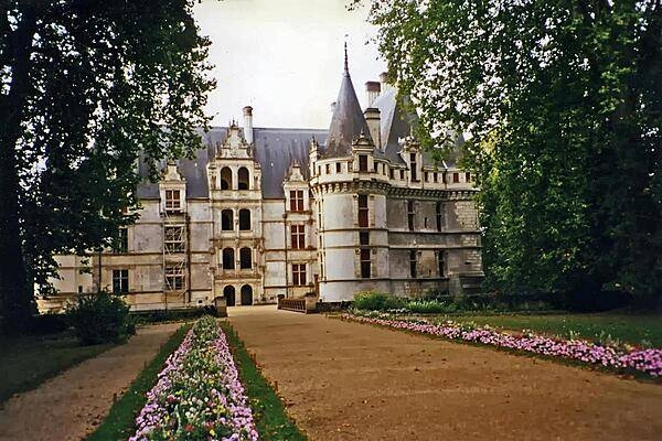 The Chateau d'Azay-le-Rideau was built on an island in the Indre River between 1515 and 1527 and is one of the earliest of French Renaissance chateaux.