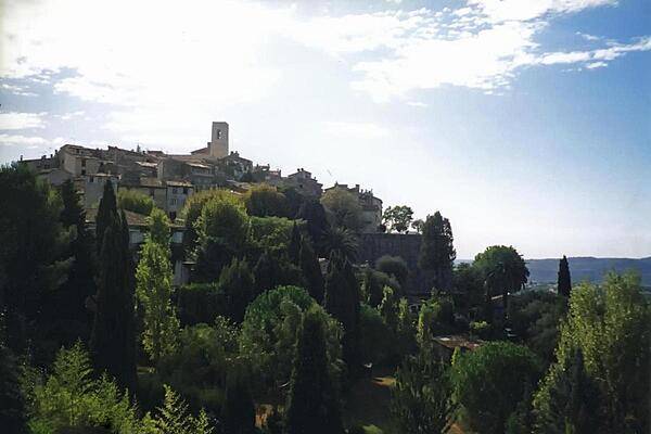 Approaching the fortified medieval town and artist's haven of Saint-Paul de Vence in Provence.