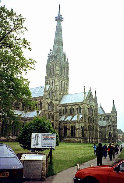 The Cathedral of Saint Mary in Salisbury, consecrated in 1258, is an Anglican cathedral built in the Early English Gothic style. It has the tallest church spire in the UK, which required serious buttressing and contains no bell. The cathedral holds the oldest working clock in the world (built 1386) and one of the original surviving copies of the Magna Carta.