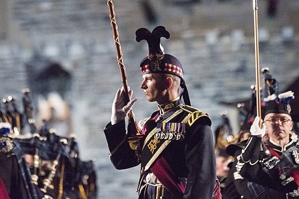 The 1st Battalion Scots Guard Pipes and Drums, along with the Royal Highland Fusilers, 2nd Battalion the Royal Regiment of Scotland perform during the Royal Edinburgh Military Tattoo held at Edinburgh Castle, Scotland, 25 August 2017. This year performers from 50 countries have taken part in the Tattoo, including the US Navy Band. Photo courtesy of the US Navy/ Petty Officer 1st Class Dominique A. Pineiro.