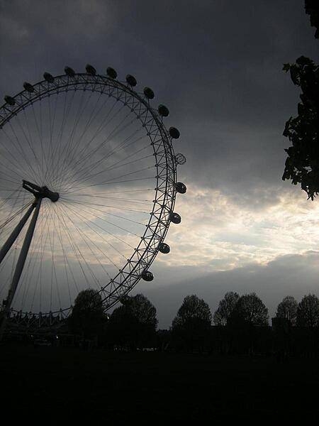 The London Eye at dusk.