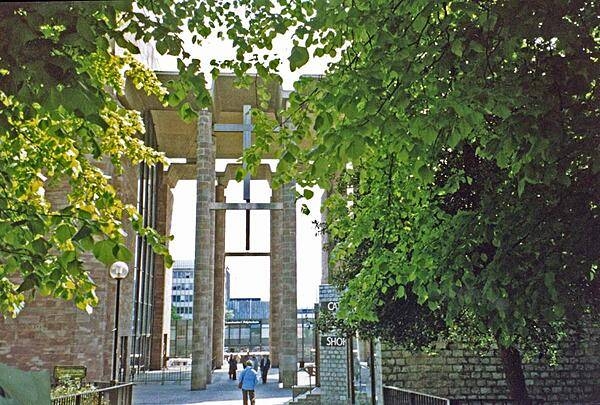 The entrance to the new St. Michael's Coventry Cathedral, England.