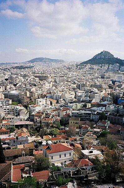 A view of the city of Athens from the Acropolis.