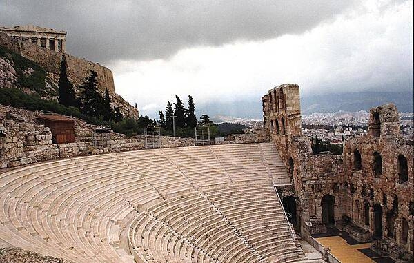 The Odeon of Herodes Atticus in Athens lies on the south slope of the Acropolis. Built in A.D. 161, the structure still serves as a venue for concert performances.