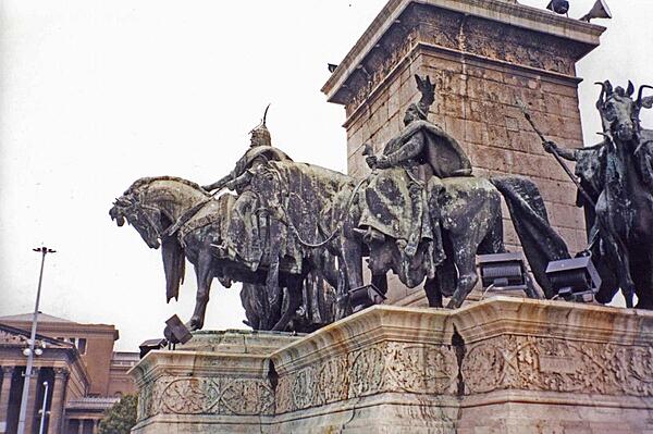 Some of the statues at Heroes' Square in Budapest.
