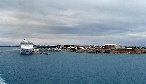 Cruise ship at King's Wharf on North Ireland Island near the Royal Navy Dockyard.