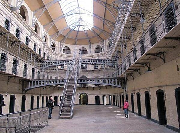 Interior of a section of the Victorian Wing or East Wing of the Kilmainham Gaol in Dublin "modernized" in the mid-19th century to allow more light and space for the inmates.