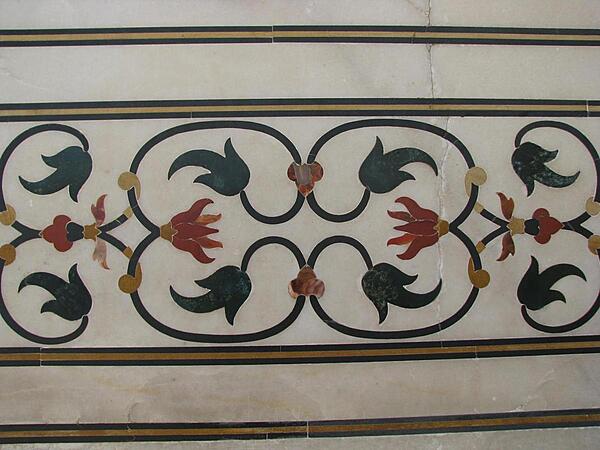 A floral marble design at the Taj Mahal.