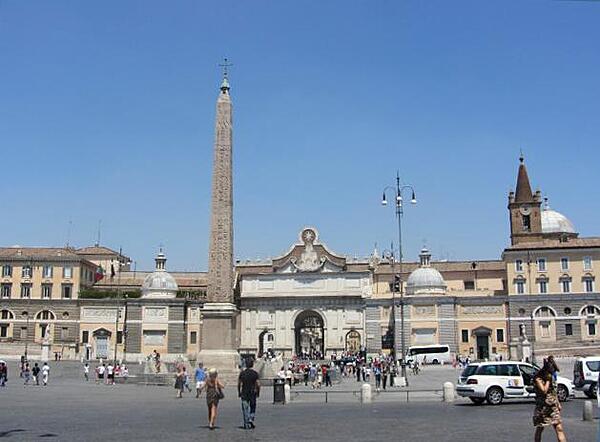View of Piazza San Pietro (Saint Peter's Square) in Rome. The 240 m (787 ft) elliptical space was laid out by Gian Lorenzo Bernini between 1657 to 1667.