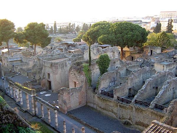 A view of some of the remarkably well-preserved buildings in Herculaneum.