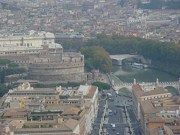 The Castel Sant'Angelo along the Tiber River in Rome is also known as the Mausoleum of Hadrian. The Roman emperor built it as a tomb for himself and his family around A.D. 135. Succeeding emperors were also entombed there. The structure was in turn a fortress, a castle, and a museum.