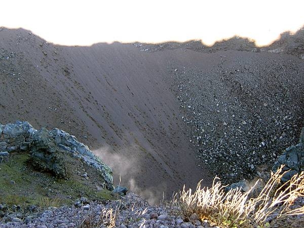 Inside the caldera on Mount Vesuvius.
