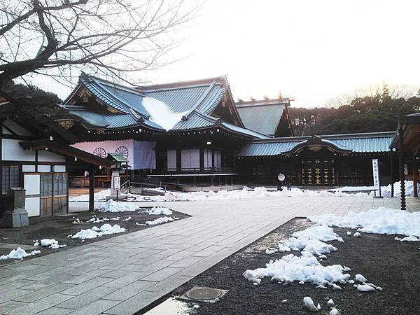 The haiden (hall of worship) at the Yasukuni Shrine in Chiyoda, Tokyo. The Shinto shrine was founded by Emperor Meiji in June 1869 and commemorates those who died in service of Japan in various wars.