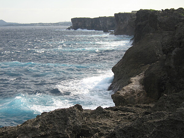 A rugged section of the Okinawa coastline.