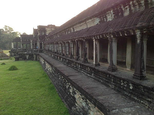 A covered promenade at Angkor Wat.