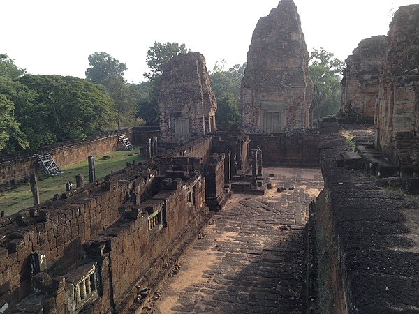 Side view along one of the elevated platforms at Pre Rup.