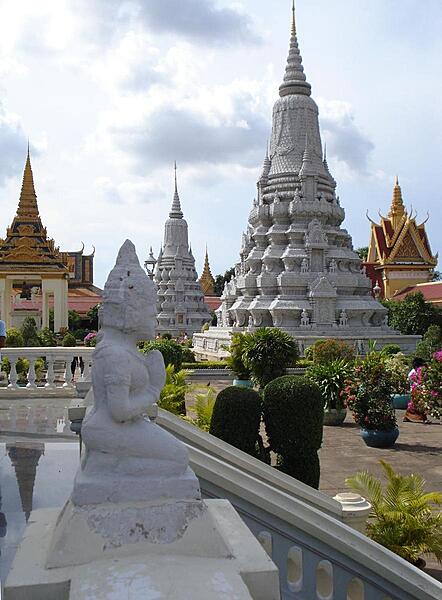 On the grounds of the Royal Palace in Phnom Penh. The palace area contains at least three stupas with royal remains.