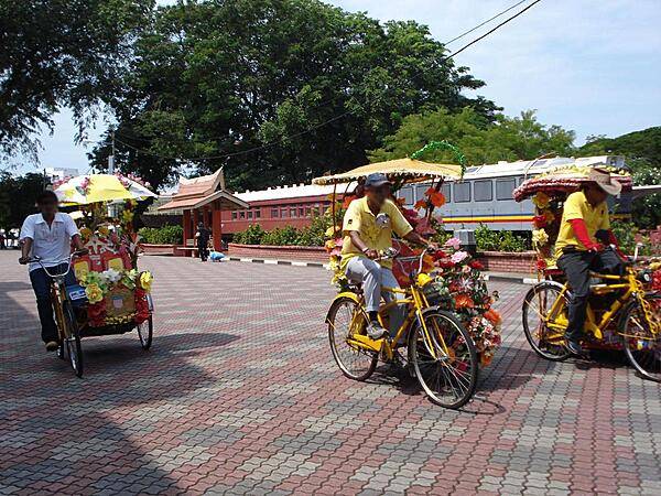 Street scene of Malacca Town, the capital of Malacca State, which has been listed as a UNESCO World Heritage Site.