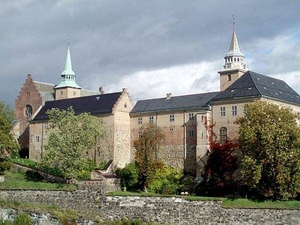 Akershus Fortress is is a medieval castle built to protect the city of Oslo; construction dates back to the late 1290s.
