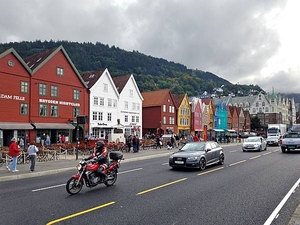 Reconstructed warehouses on the Bergen Hanseatic Wharf.  Bergen was one of the major foreign trading posts in the Hanseatic League.