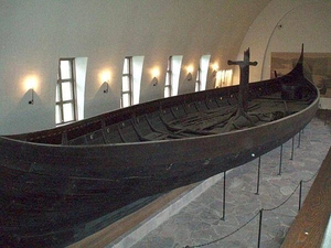 The Gogstad Ship, excavated in 1880, dates to the late 9th century; it is housed in the Viking Ship Museum in Oslo. Constructed largely of oak, the vessel is the largest preserved Viking ship in Norway (24 m long and 5 m wide) and was built to carry 32 oarsmen. The Vikings were able to terrorize much of Europe because of their state-of-the-art ships, which had a shallow draft hull and were able to navigate rivers only one meter deep. Additionally, they were relatively light and could be portaged (carried by the crew) between rivers.