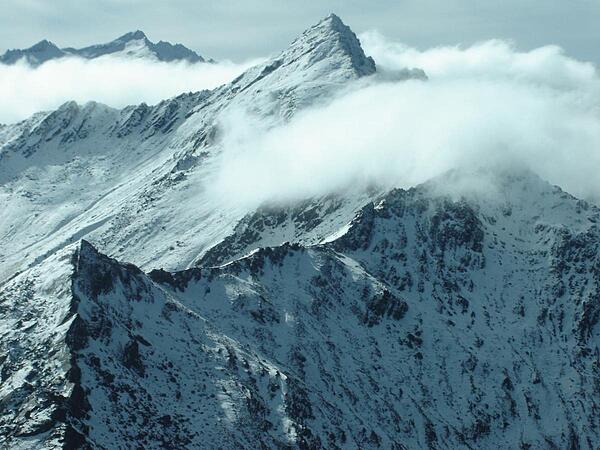 Over the peaks in Fiordland National Park, South Island, the largest of New Zealand's national parks.