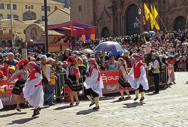 A festival in Cusco. The city served as the capital of the Inca Empire from the 13th until the 16th-century Spanish conquest.