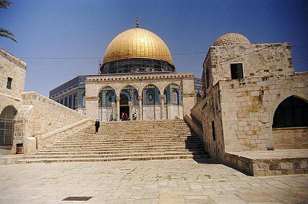 The Dome of the Rock, located on Haram al-Sharif (also known as the Temple Mount), in Israeli-occupied East Jerusalem.