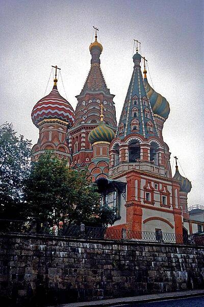 The Cathedral of Saint Basil the Blessed in Moscow is more formally known as the Cathedral of Intercession of Theotokas on the Moat. This Russian Orthodox church, located in Red Square, was erected in 1555-61 to commemorate the capture of Kazan and Astrakhan; it is located in the exact geometric center of the city. Since 1928 it has operated as a division of the State Historical Museum. The church was totally secularized in 1929; it is part of the Moscow Kremlin and Red Square UNESCO World Heritage site.