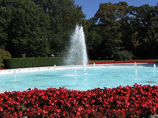 The south lawn fountain at the White House in Washington, D.C.