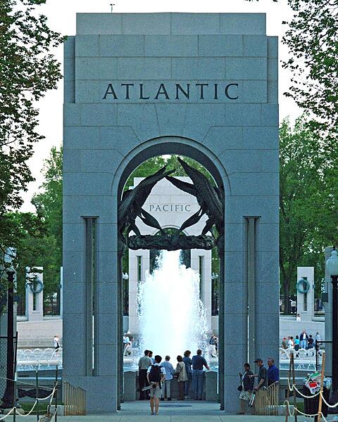 A look through the Atlantic Arch at the northern end of the National World War II Memorial in Washington D.C.