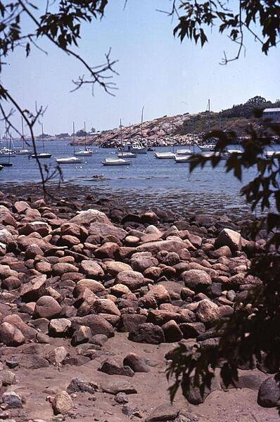 Another view of the harbor at Rockport, Massachusetts, some 40 km (25 mi) northeast of Boston, at the tip of the Cape Ann peninsula. The boulder-strewn shoreline accounts for the town's name.