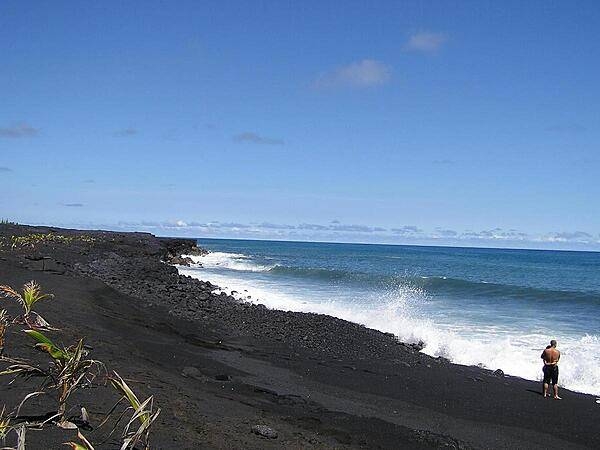 Big Island of Hawaii, new black sand beach.